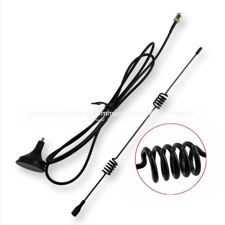 Autóba szerelhető szívófejes antenna GSM/2.4G, RG174, dupla spirállemezes kialakítás, autóiskolai használatra