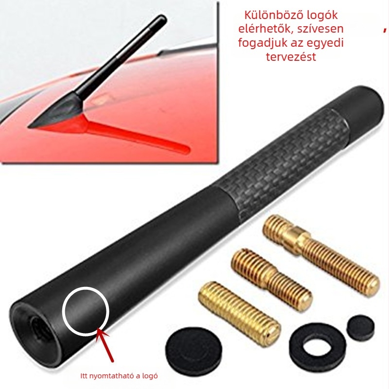 Autórádió antenna karbon- és fémkonstrukcióval, menetes szerelés, 12V, 0.1A, 50 000 óra élettartam