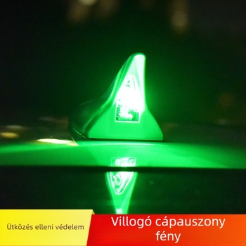Napelemes cápauszony formájú autó antenna, ragasztóval történő felszerelés, általános kompatibilitás, 8 LED villanás