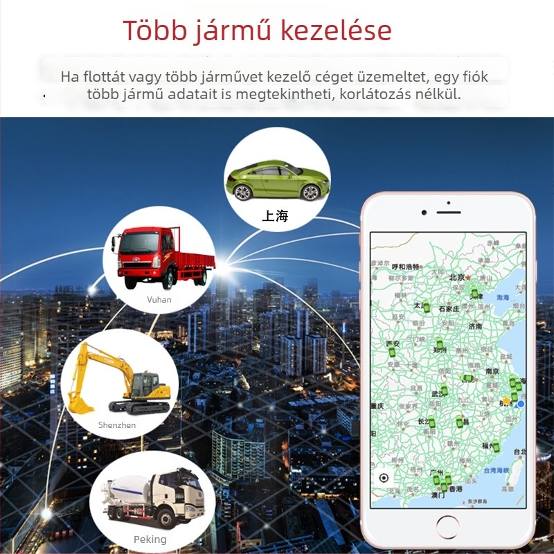 Kábeles autó GPS nyomkövető Beidou-vel, 5 m pontosság, felhőalapú tárhely, 3 riasztás (áramszünet, kerítés, gyorshajtás), TH12