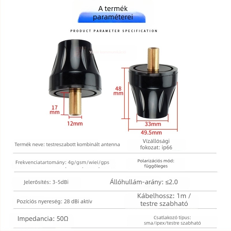 Ipari Beidou GPS GNSS antenna, SMA férfi, vízálló, pozicionálás járművekhez és szekrényekhez
