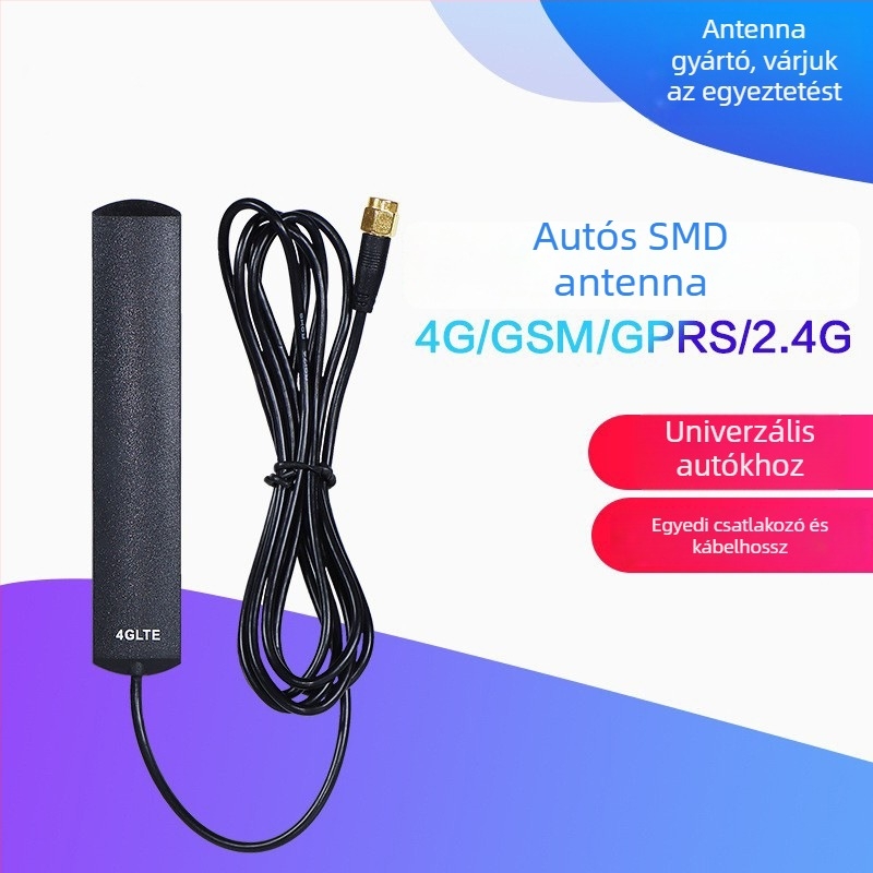 Autó navigációs WiFi patch antenna, 698–2700 MHz, 5 dBi, omni‑irányú, SMA középső tű, 50 Ω