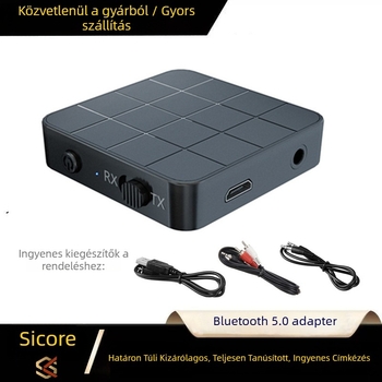 Kn321 Bluetooth 5.0 USB 2-in-1 Adó/Vevő, 3.5 mm, Plug‑and‑Play, Külső energia nélkül, Hatótávolság 10 m