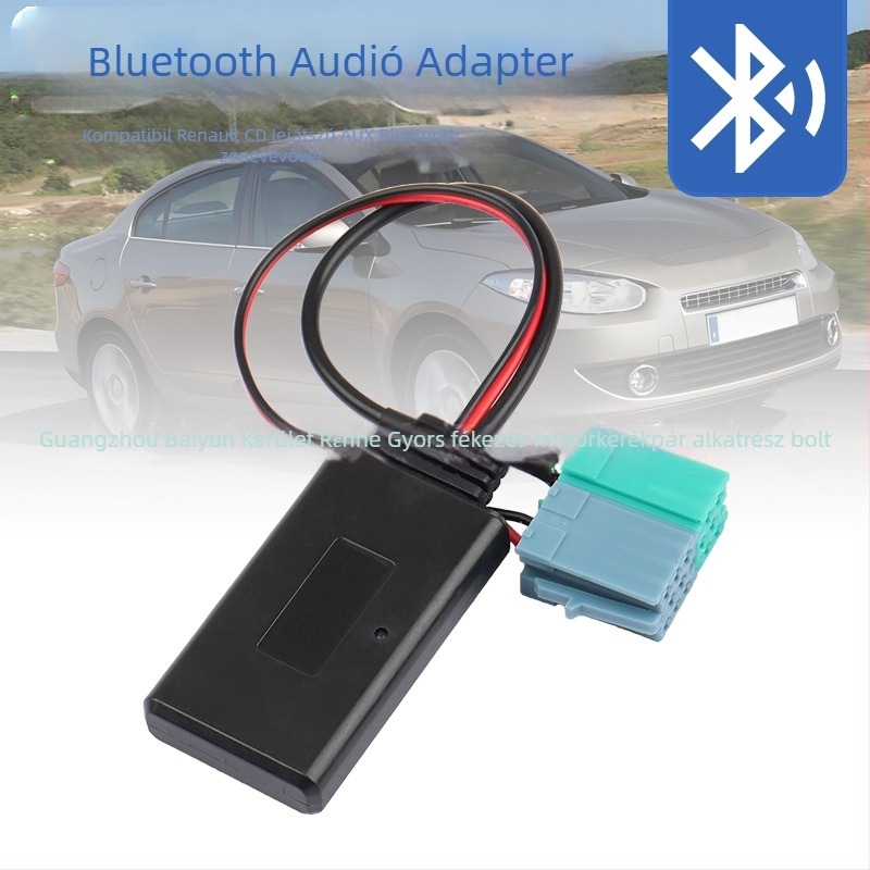 Renault-kompatibilis AUX Bluetooth autóvevő mikrofonnal, PVC+réz felépítés, 12V tápegység