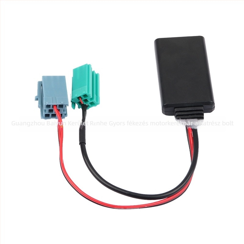 Renault-kompatibilis AUX Bluetooth autóvevő mikrofonnal, PVC+réz felépítés, 12V tápegység