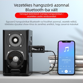 USB autó FM Bluetooth átjátszó MP3 lejátszással és AUX kimenettel, sztereó dupla kimenet, Bluetooth 5.0, OMS-K9 modell, USB‑AUX interfész, plug‑and‑play, külső áramellátás