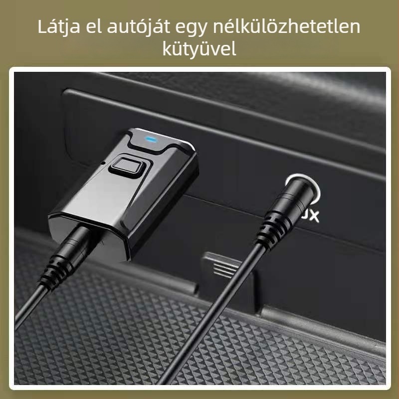 Autós Bluetooth audió adó-vevő adapter T7-4, USB interfész, Bluetooth 5.0, Plug-and-Play, külső tápegység, hatótávolság 10 m
