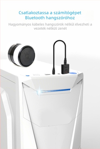 USB Bluetooth 5.0 audió adó-vevő 2 az egyben | USB/3.5mm interfész, Plug-and-Play, Külső tápegység, Hatótávolság 10 m