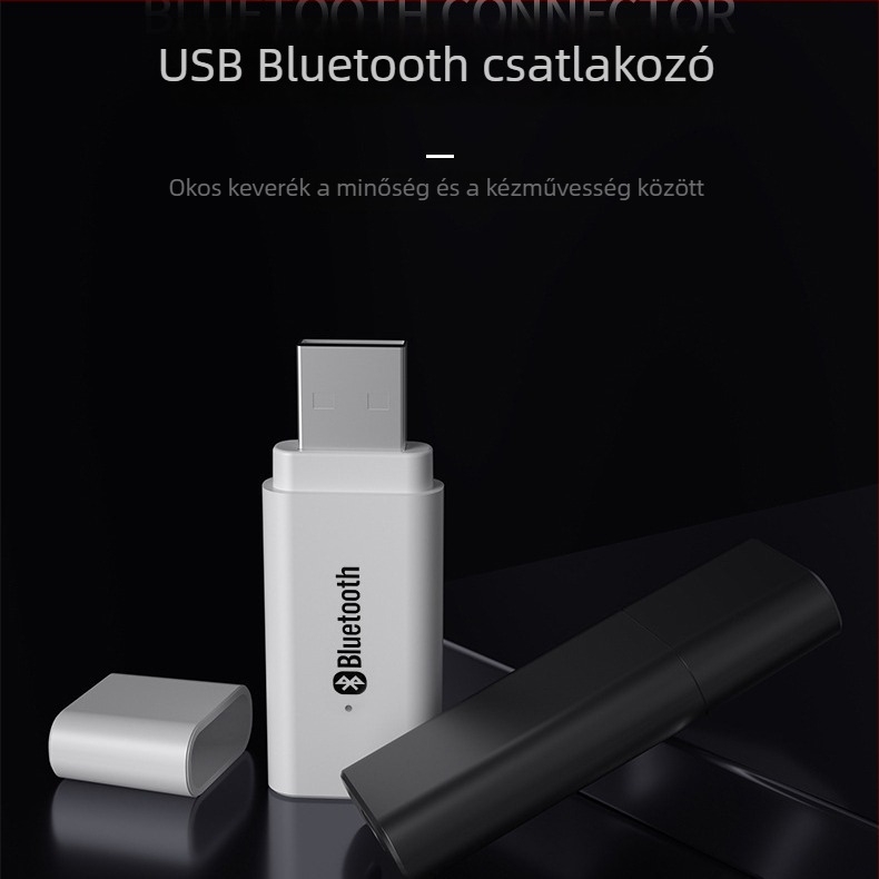 Autóhifi Bluetooth vevő USB/3.5mm interfésszel és hands-free hívásokkal, Bluetooth 5.0, Plug and Play, 10 m hatótáv