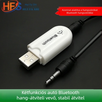 Autós Bluetooth-vevő USB/3.5 AUX, Plug-and-Play, Bluetooth 4.0, külső tápellátás nélkül, 5 m hatótávolság