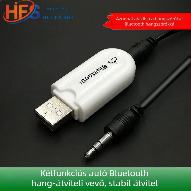 Autós Bluetooth-vevő USB/3.5 AUX, Plug-and-Play, Bluetooth 4.0, külső tápellátás nélkül, 5 m hatótávolság