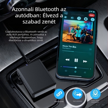 Autó Bluetooth vevő–adó B6, ABS ház, USB Type-C interfész, 5V tápegység, súly 14 g