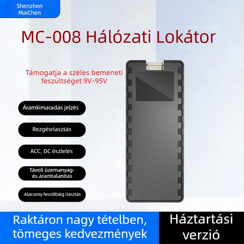 Autó Lokátor GPS-szel – helymeghatározás <10 m; riasztási módok: rezgés, áramkimaradás, mobilriasztás, geofence, gyorshajtás; akkumulátor élettartam 72 h; memória 64 MB