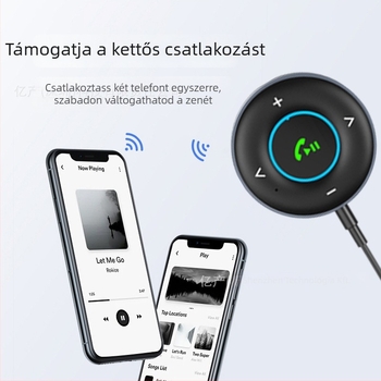 Bluetooth 5.3 audio vevő-átadó, 3,5 mm AUX, hands-free, USB tápegység, autó és otthoni használat