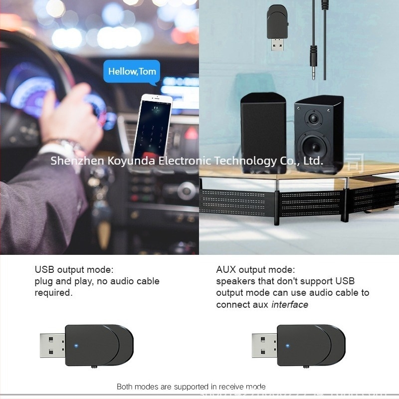 USB Bluetooth 5.0 audió adó-vevő, 2 az 1-ben Switchhez, PC-hez, TV-hez és az autóhoz – KN330, Plug & Play, USB audio interfész, 10 m hatótáv