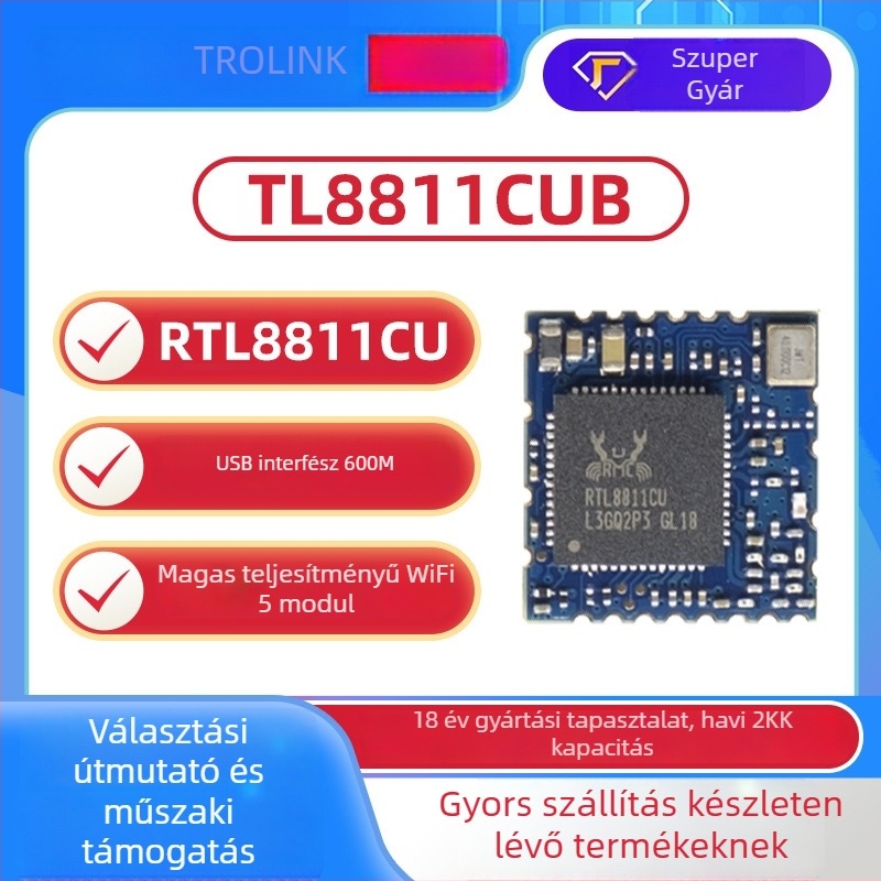 RTL8811CU Autós WiFi videóátviteli modul, Dual-Band 2.4G/5G, USB port, 600 m hatótávolság, autóprojektorhoz