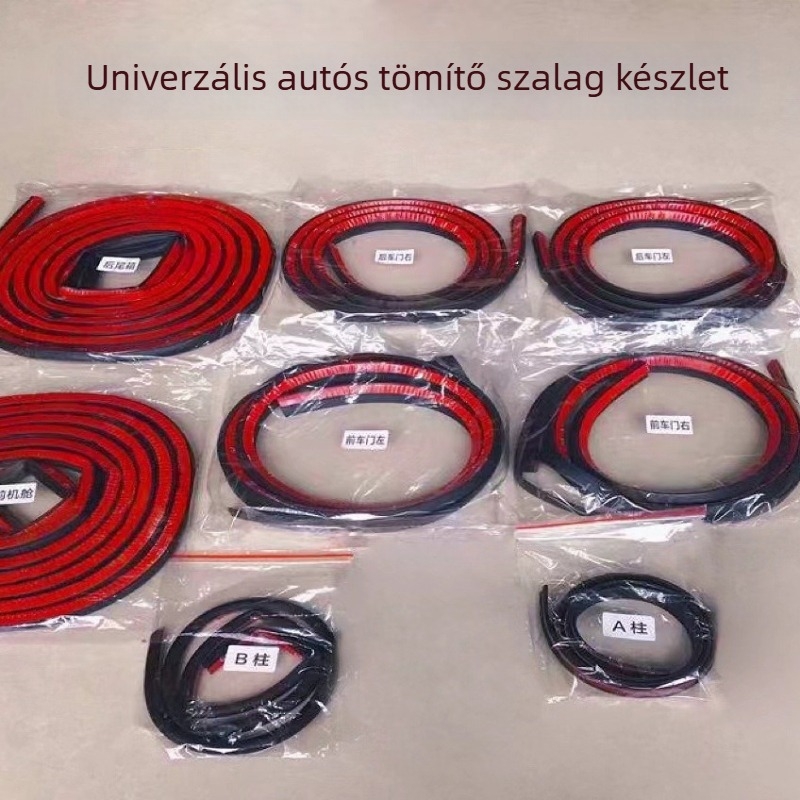 Vulkanizált fejű teljes autózáró szalagkészlet: első bal, első jobb, hátsó bal, hátsó jobb, B-oszlop ferde ajtócsíkok