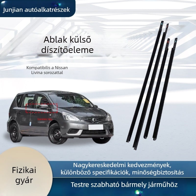 Autóüveg külső profiljához készült tömítő szalag Nissan Liweihez — Típus: autó tömítő; Anyag: gumi; Kompatibilis Nissan Liwei; Márka: Military accessories