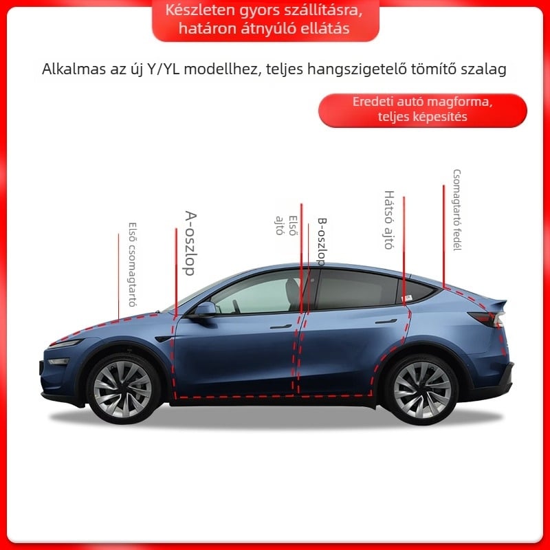 Tesla Model Y/YL autó tömítőszalag – gumi tömítés, az egész járműre, modell M10148, kompatibilis a Tesla Y/YL