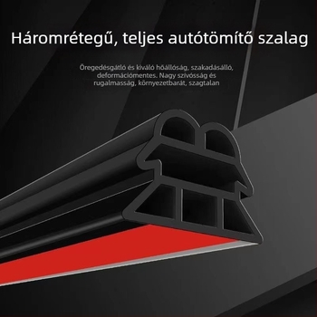 Háromrétegű, megerősített tömítőszalag autóhoz – univerzális minden ajtóhoz, ajtónyílások tömítése, por elleni védelem, zajcsökkentés, vízálló.