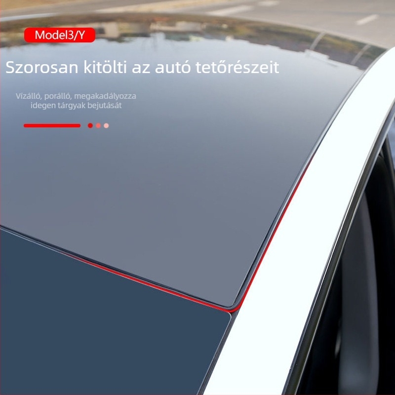 Tesla Model Y panorámatető tömítés – 5,0 mm gumi, hangszigetelő belső ajtócsík, modell 004