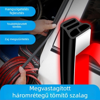 Autó ajtó tömítés, univerzális L-típusú, háromrétegű hangszigetelés, vízálló és porálló