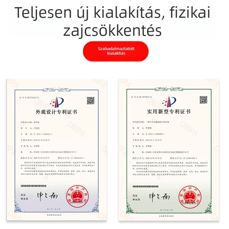Autó ajtó tömítés, univerzális L-típusú, háromrétegű hangszigetelés, vízálló és porálló