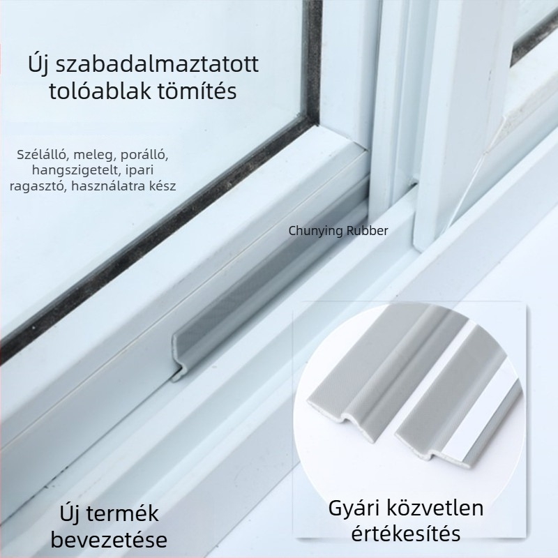 Öntapadós ablak- és ajtótömítő szalag, csúszóajtókhoz és ablakokhoz, rés tömítés, alumínium-ötvözet por- és zajvédő tömítés