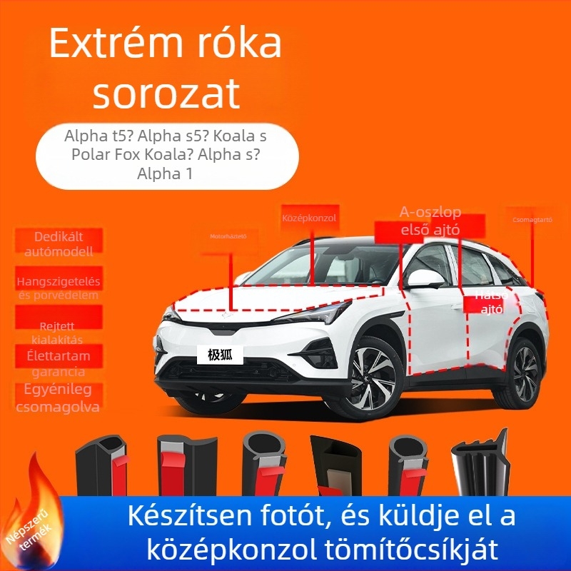 Arcfox T5/S5 Koala autóajtó gumitömítő szalag, por- és hangszigetelés, teljes autóhoz