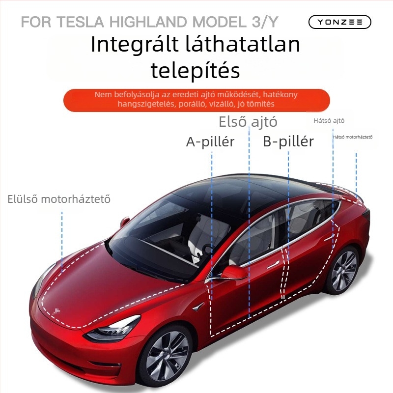 Autóra szóló tömítés – gumi tömítés a Tesla B-oszlophoz Model Y/3 és az ajtókerethez, Tesla speciális tömítés, Platinum márka