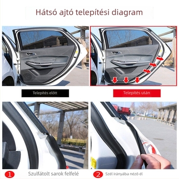 Autó ajtó tömítőszalag, szivacsanyagból, általános illeszkedés, zajcsökkentés és szélvédelmi védelem