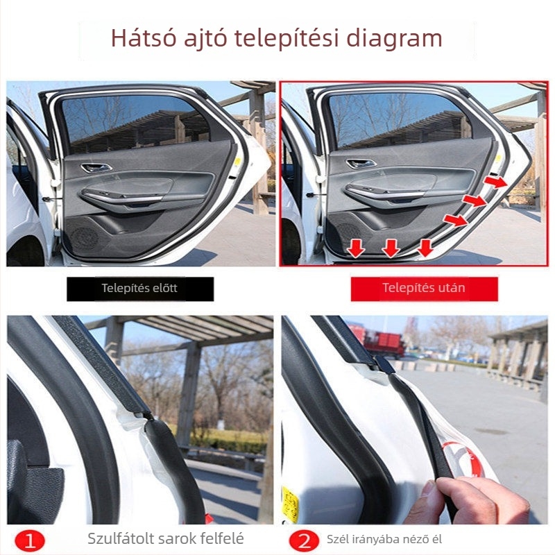 Autó ajtó tömítőszalag, szivacsanyagból, általános illeszkedés, zajcsökkentés és szélvédelmi védelem