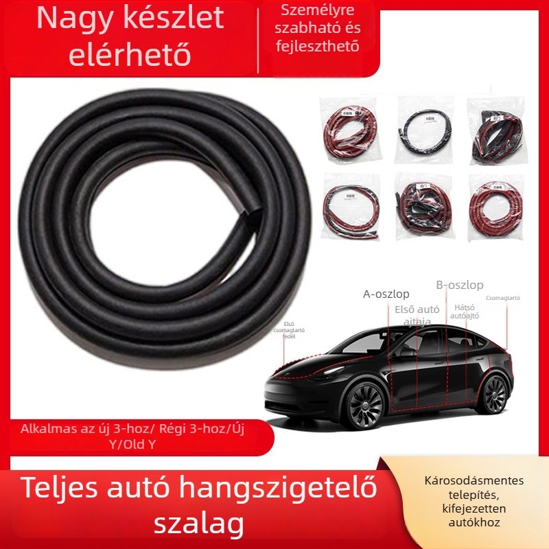 Tesla Model 3/Y ajtó- és ablakcsíkok, gumi, 5.5 mm, az egész autó zajszigeteléséhez és vízálló tömítéshez