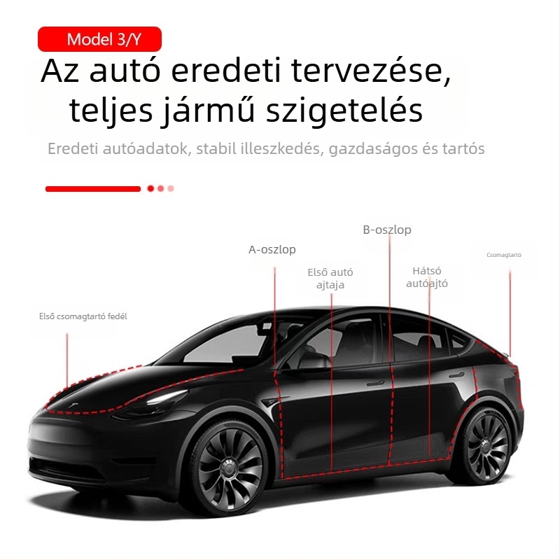 Tesla Model 3/Y ajtó- és ablakcsíkok, gumi, 5.5 mm, az egész autó zajszigeteléséhez és vízálló tömítéshez