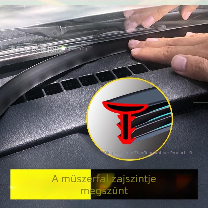 Gumi tömítőcsík az autó középső konzoljához – zajcsökkentő tömítés a szélvédő réséhez, modell Car Center Console Sealing Strip, vastagság 1