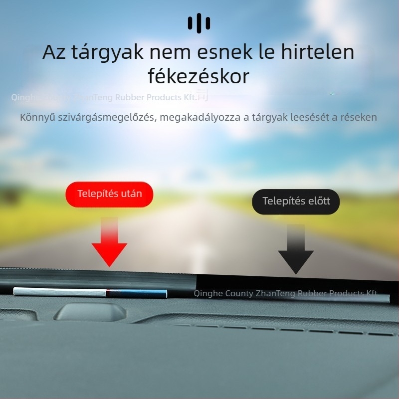 Gumi tömítőcsík az autó középső konzoljához – zajcsökkentő tömítés a szélvédő réséhez, modell Car Center Console Sealing Strip, vastagság 1