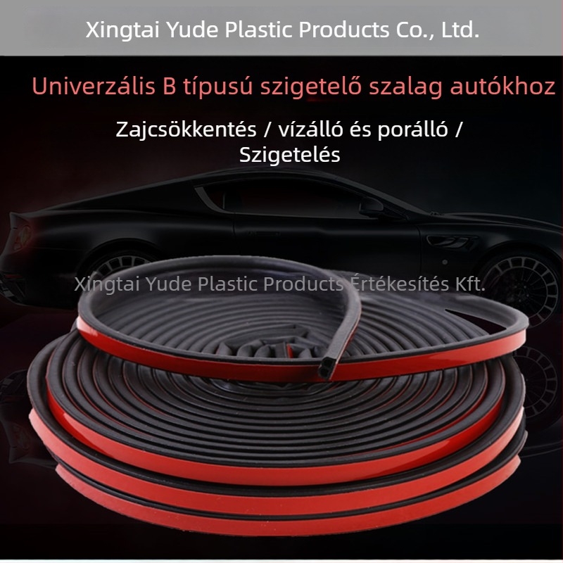 Autó B-típusú EPDM habos tömítőcsík – ajtó tömítő, szélálló, por- és hangszigetelő, ütésálló védelemmel