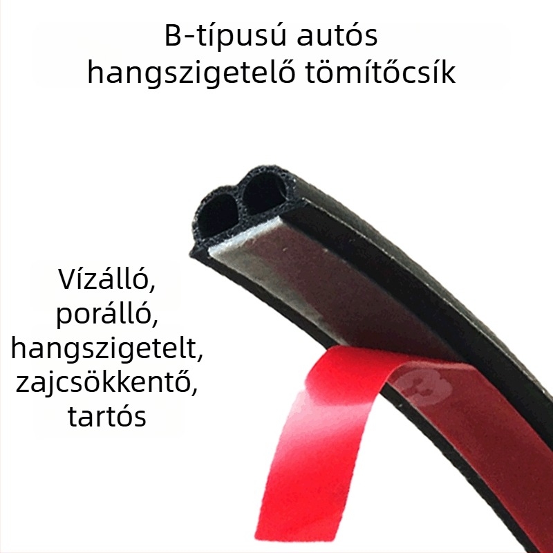 Autó tömítőcsík, B-típusú ajtóhoz, universal minden autóhoz, csomagtérajtó por- és vízálló tömítés, gumírozott profil