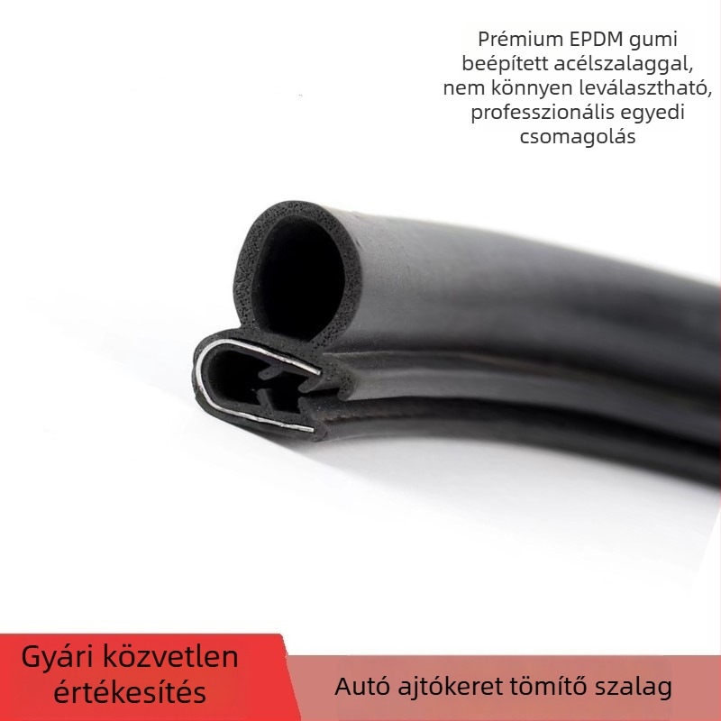 Autó ajtó- és hátsó ajtó tömítés beépített acéllemezzel, EPDM gumi