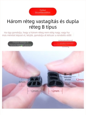 Ötlyukú B-típusú autóajtó szigetelő szalag – hangszigetelés, ütésvédelmi védelem, porálló, az egész ajtóhoz