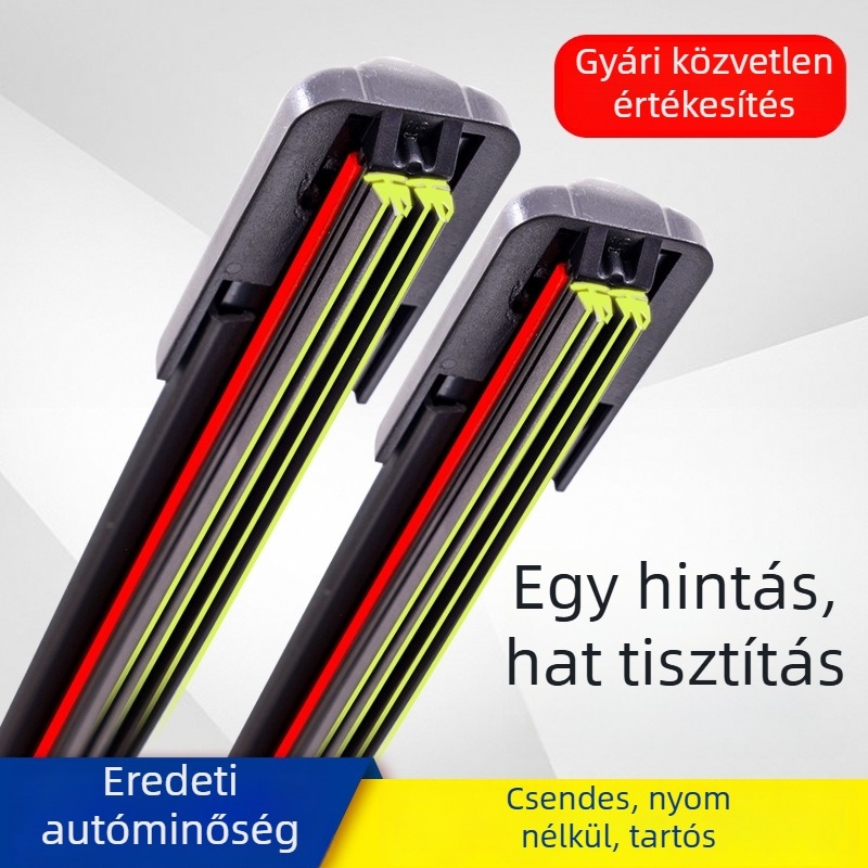 Autó ablaktörlő 6 rétegű ragasztócsíkkal, adapter a csatlakozáshoz, 6 darabos készlet, kompatibil 99%-os modellek, Vision márka