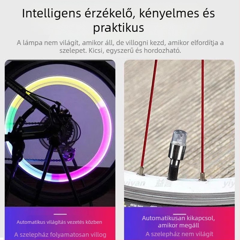 Motorkerékpár gumiabroncs szelepszár LED világítás, rozsdamentes acélból, csavaros szerelés, általános méretek