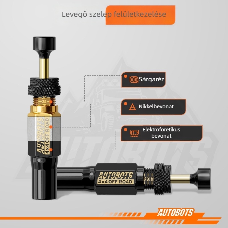 AUTOBOTS tubeless szelep gumikhoz – réz test, csavaros rögzítés, közönséges szelepmag