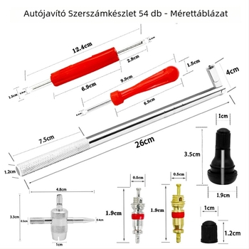 54 darabos szelepmag-beépítő készlet, magbeépítő eszközök autójavításra
