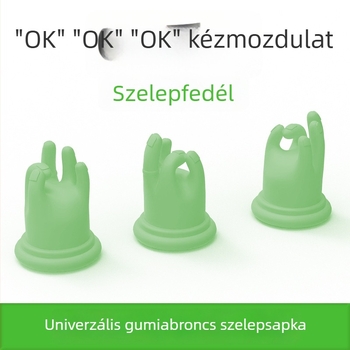 Fénylő szelepsapka OK gesztussal autókhoz, elektromos kerékpárokhoz és kerékpárokhoz
