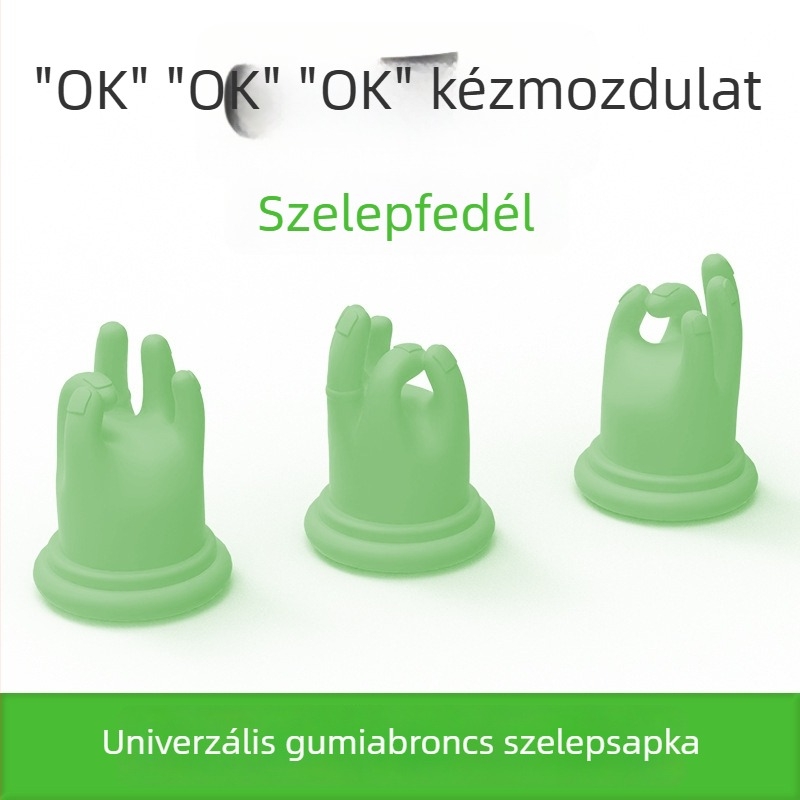 Fénylő szelepsapka OK gesztussal autókhoz, elektromos kerékpárokhoz és kerékpárokhoz