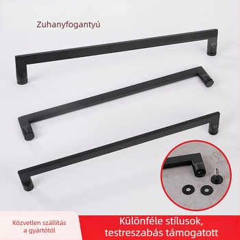Üvegajtóhoz készült rozsdamentes acél fogantyú fürdőszobai tolóajtóhoz – polírozott felület, L- és T-típusú kialakítás, 440 mm furatköz