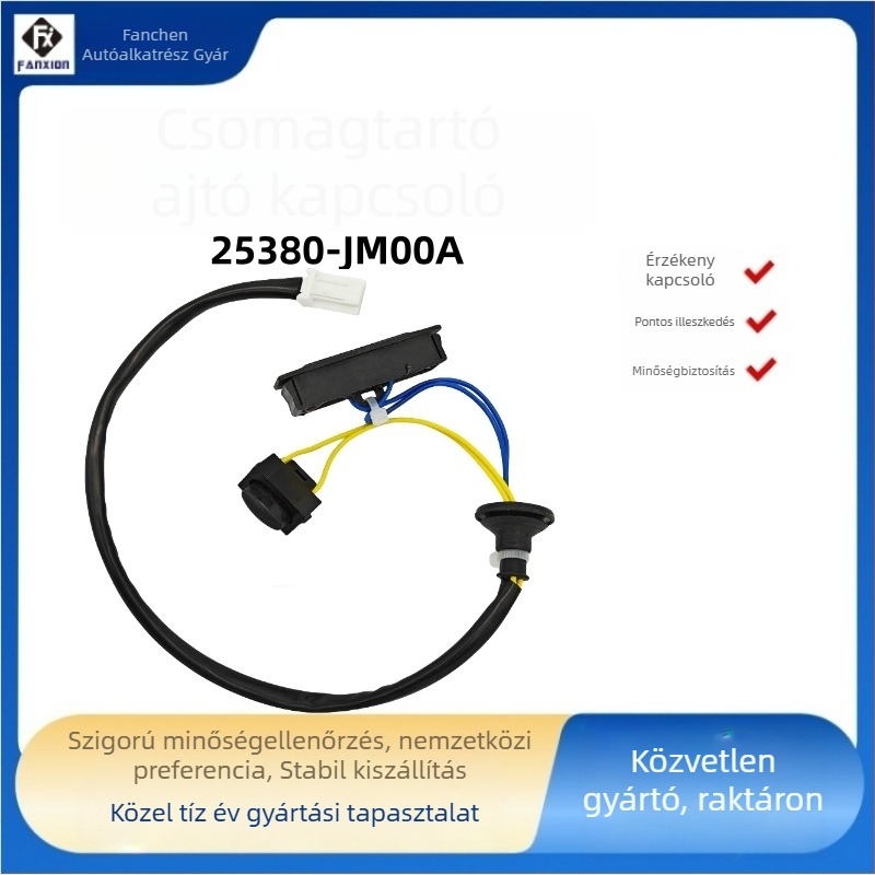 Hátsó ajtónyitó kapcsoló gomb, modell 25380-2DT1A; kompatibil Nissan Rogue és Tiida-hoz alkalmazható; anyag PP+TPE.