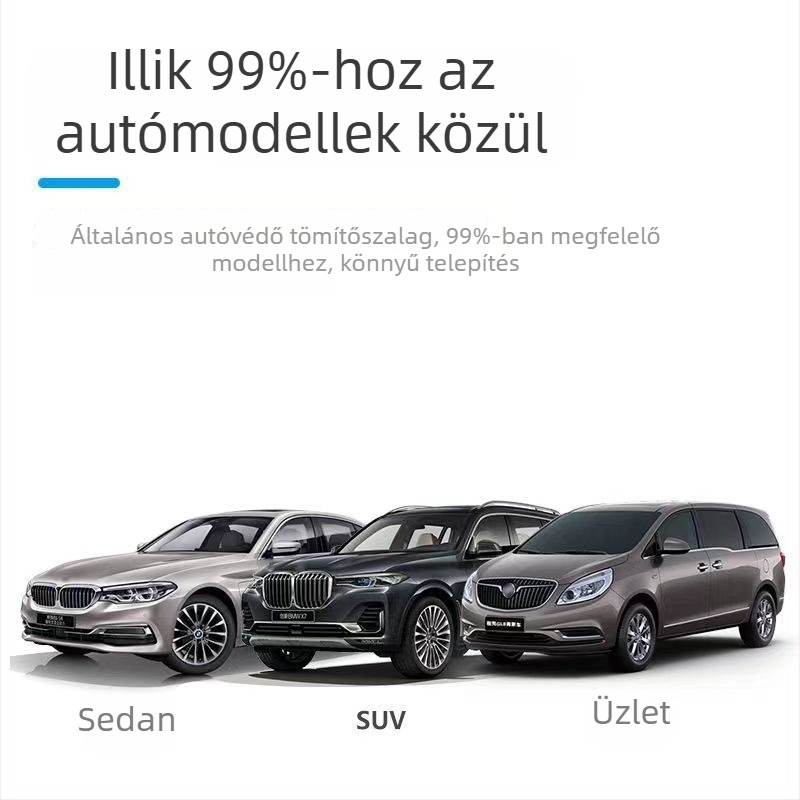 Yanfei autó ajtóvédőcsík, 2 az 1-ben ajtóél-tömítés, ütközésvédő és hangszigetelő, PVC + acéllemez, univerzális modell