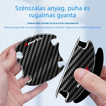 Autóajtó ütésvédő szalag, epoxikarbont szövés mintával, 8 darabos készlet, különböző modellekhez kompatibilis, Xiong shen